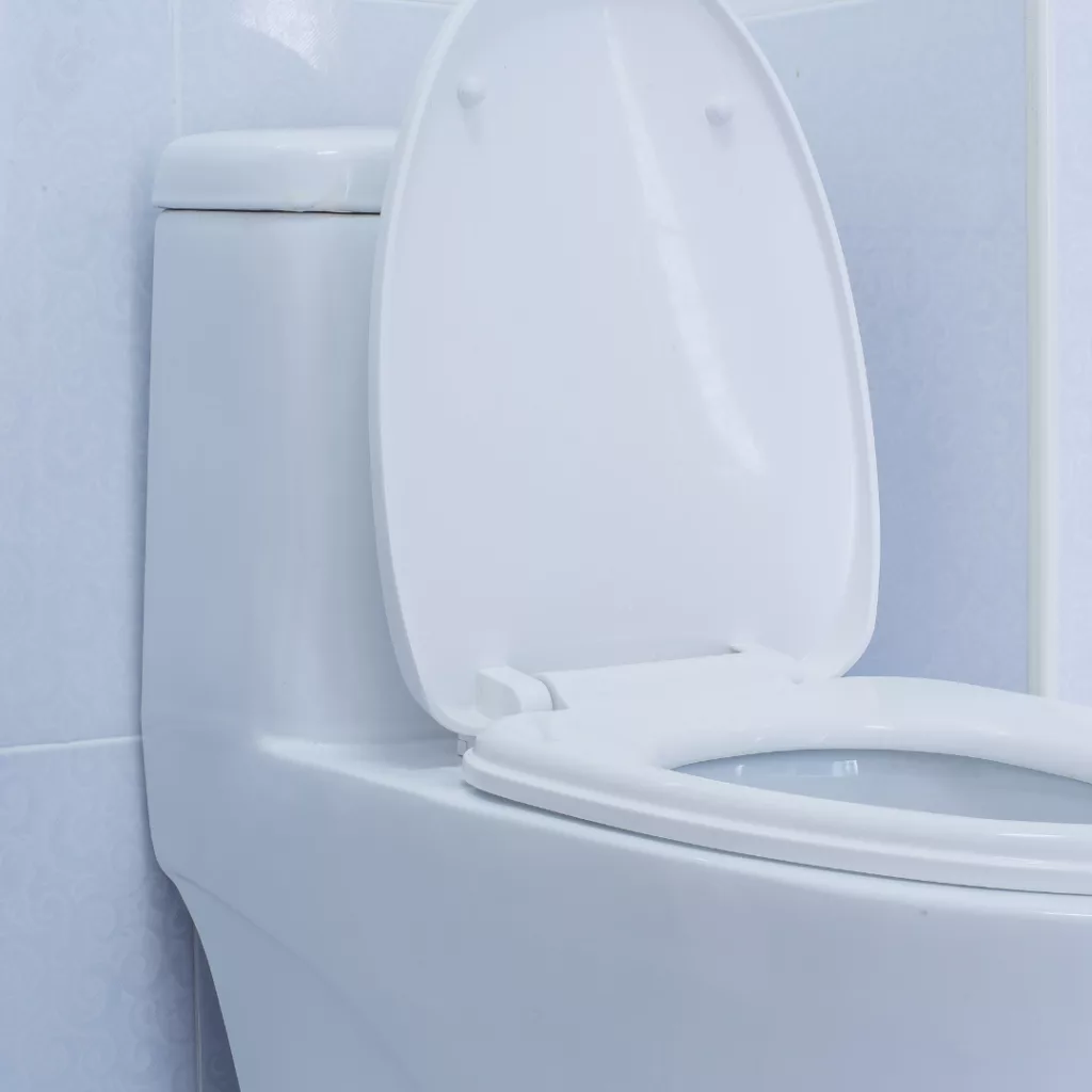 A white High-Efficiency Power-Assist Toilet