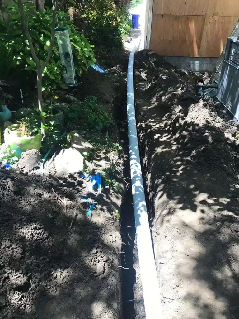 New sewer line in a trench