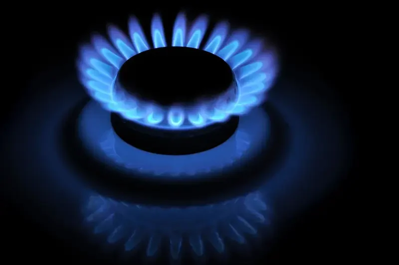Blue flame from a gas burner